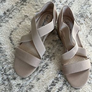 Life stride wedge heels , size 7 , beige